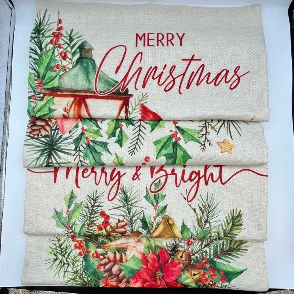 4‎ New Christmas Throw Pillow Covers Holiday Decor Square Woven Cottage Country